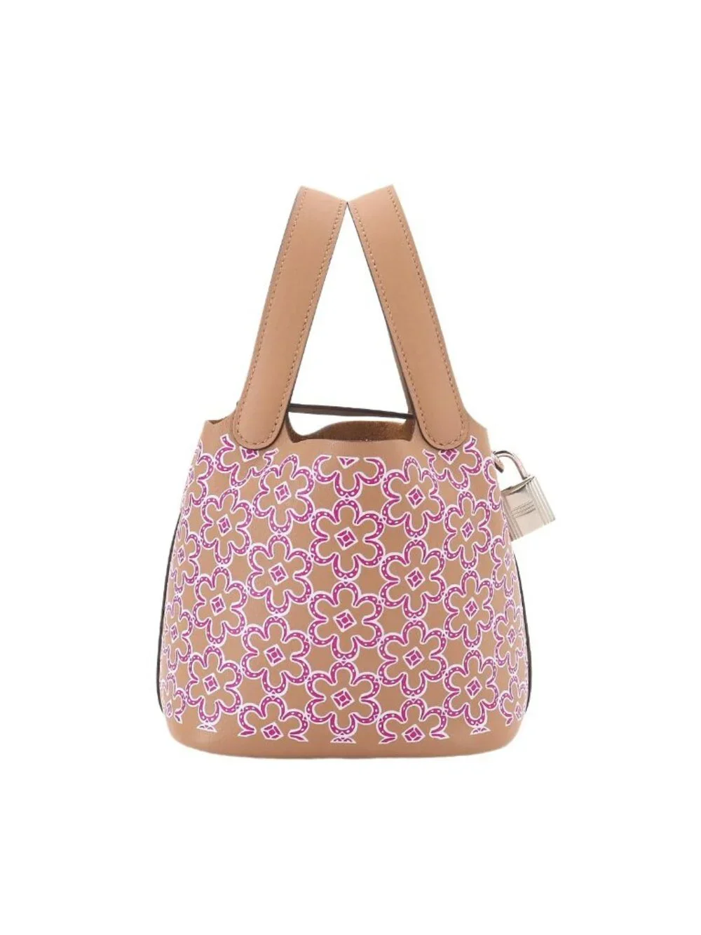 Hermes Picotin Lock Micro Lucky Daisy Hand Bag Swift Chai Rose Blanc